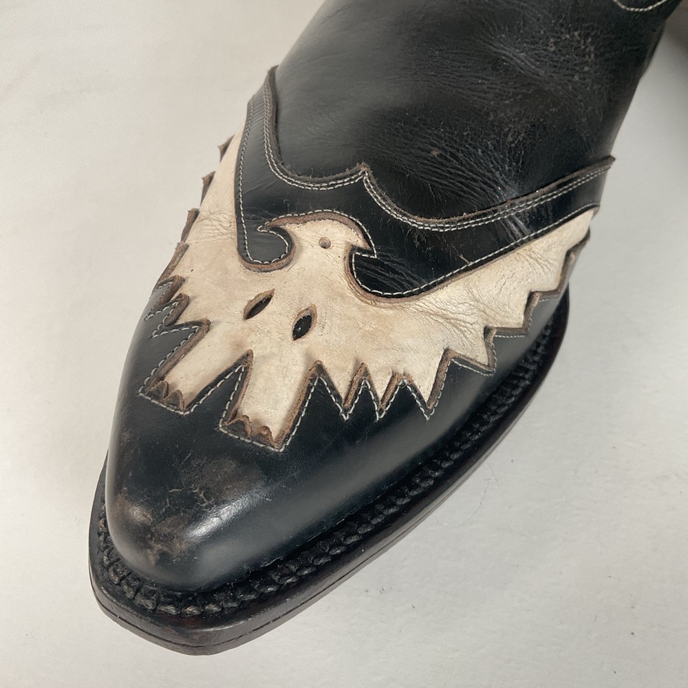 Vintage Thunderbird Cowboy Boots | Tooled Inlays | Mule Ear | 1960s | Men’s 9 - Picture 8 of 16